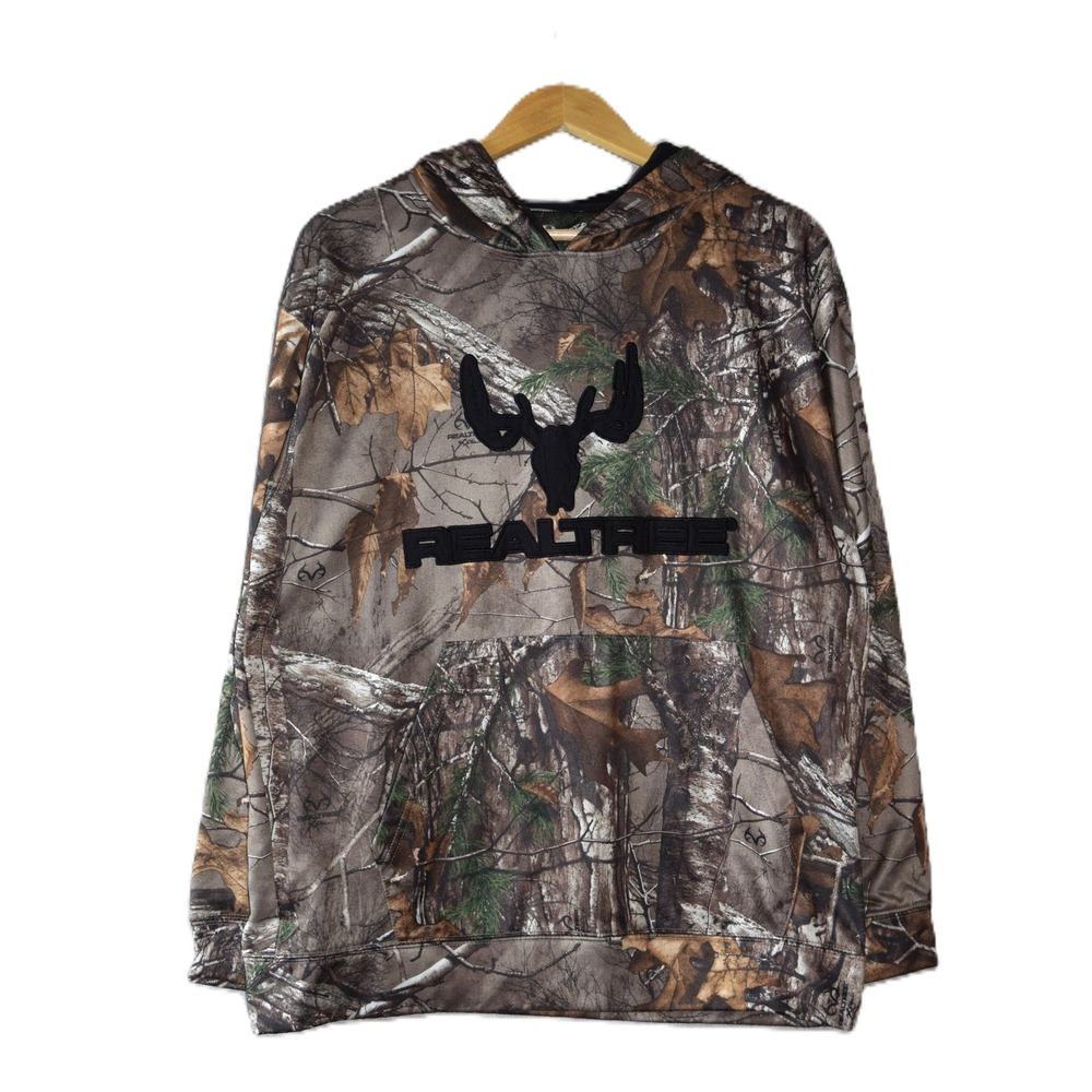 Realtree Camo Hoodie Mens Large Brown Xtra Camouflage Excellent Logo Pullover